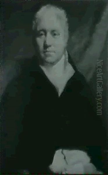 Portrait Of Sir Henry Steuart, Seated Half Length In A      Black Jacket And White Stock Holding A Book....... Oil Painting by Sir Henry Raeburn