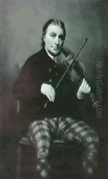 Neil Gow In Highland Dress, Playing A Violin Oil Painting by Sir Henry Raeburn