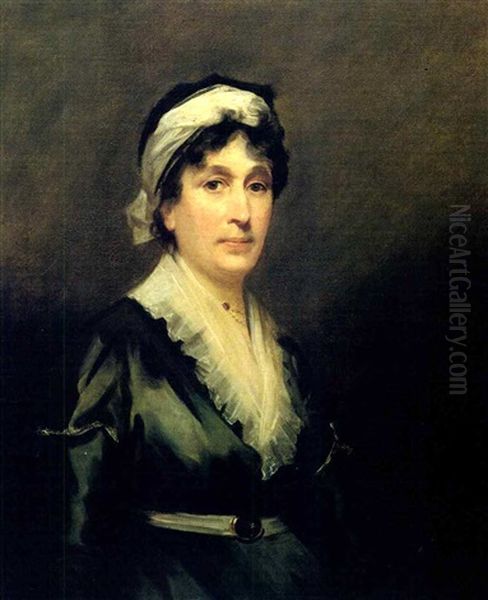 Portrait Of Catherine Ochiltree, Lady Menzies, Wearing A Blue Dress Oil Painting by Sir Henry Raeburn