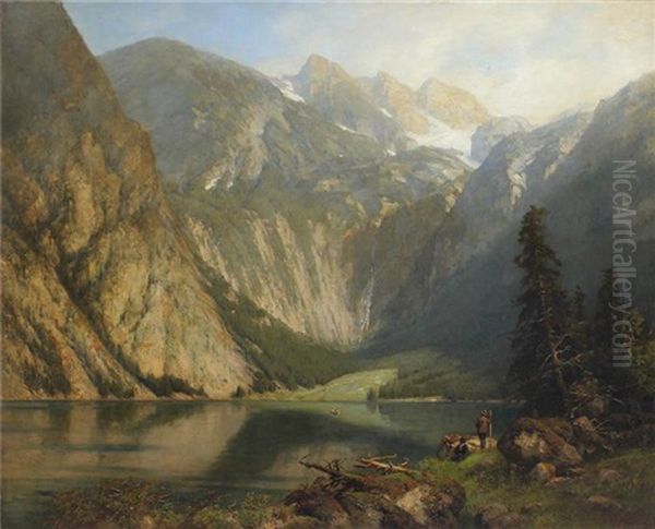 Der Obersee Bei Berchtesgaden Oil Painting by Hellmuth Raetzer