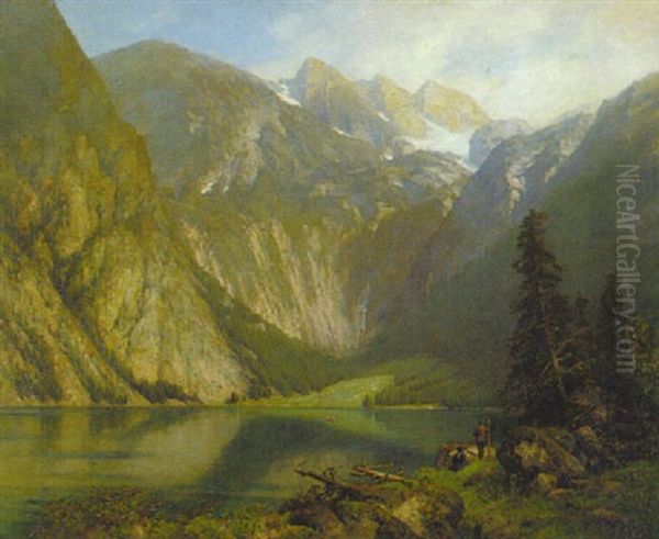 Der Obersee Bei Berchtesgaden Oil Painting by Hellmuth Raetzer