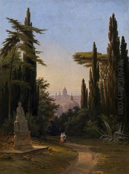 Gardens In Rome Oil Painting by Vasili Egorovich Raev