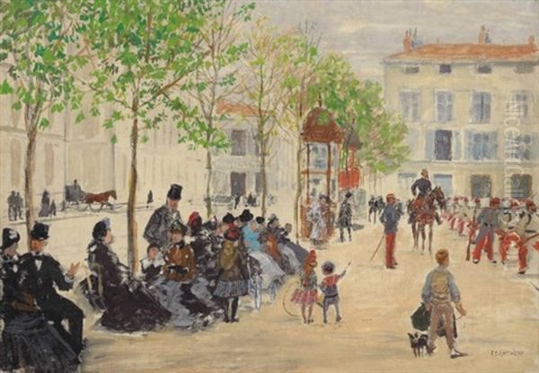 La Place Monge A Paris Oil Painting by Jean Francois Raffaelli