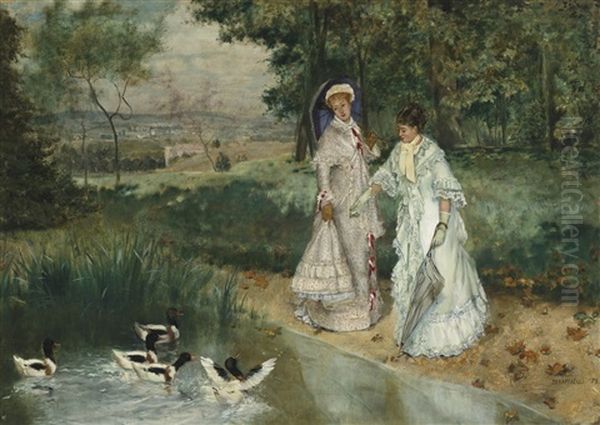 Elegantes En Promenade Oil Painting by Jean Francois Raffaelli