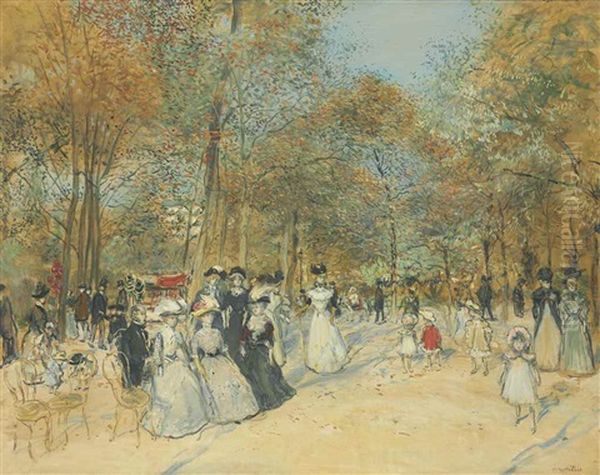 Promenade Aux Champs-elysees Oil Painting by Jean Francois Raffaelli