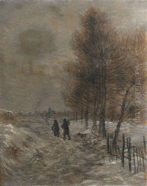 Paysage Enneige Oil Painting by Jean Francois Raffaelli