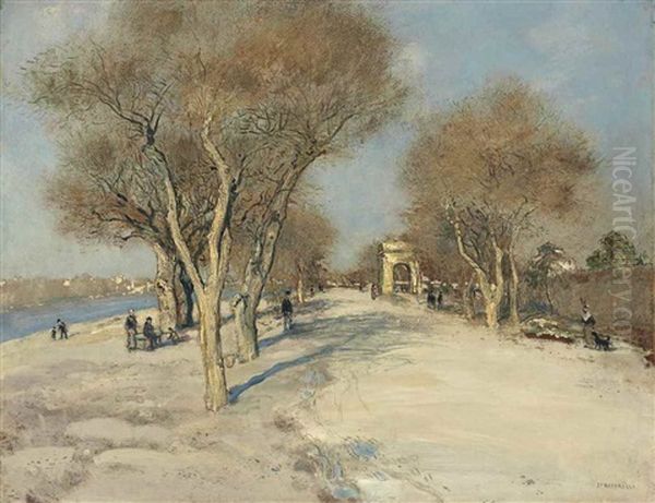 Bord De Seine: La Route Ensoleillee Oil Painting by Jean Francois Raffaelli