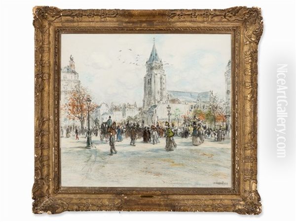 Saint-germain De Pres Oil Painting by Jean Francois Raffaelli