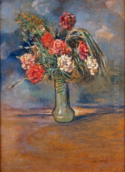 Vase D'oeillets Oil Painting by Jean Francois Raffaelli