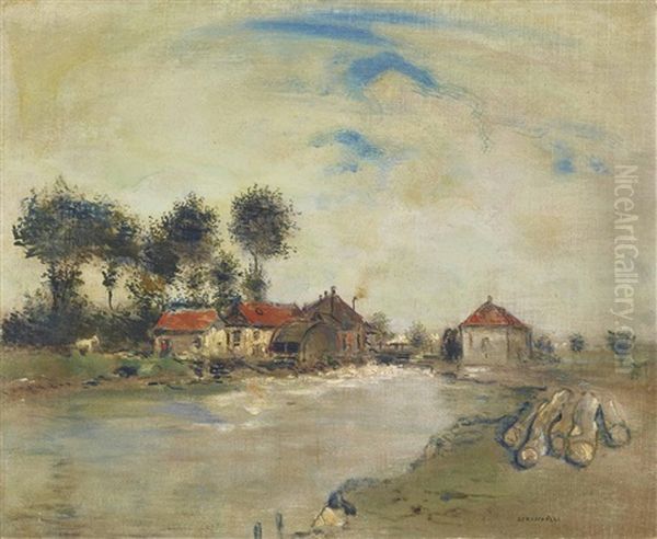 The Watermill Oil Painting by Jean Francois Raffaelli