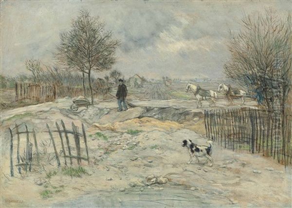 En Hiver - Le Cantonnier Oil Painting by Jean Francois Raffaelli