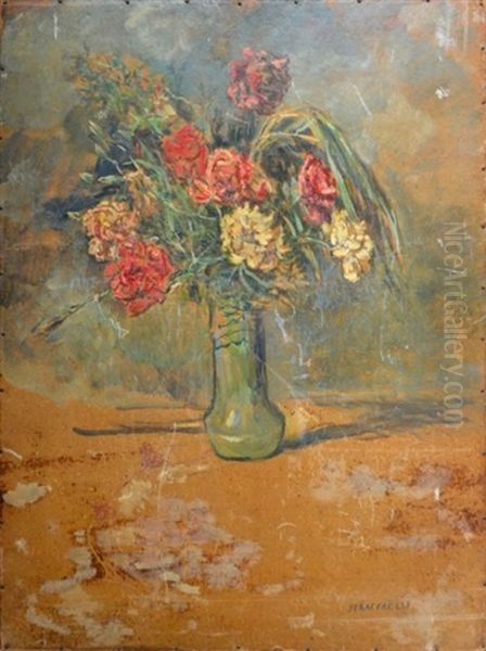 Bouquet D'oeillets Dans Un Vase Oil Painting by Jean Francois Raffaelli