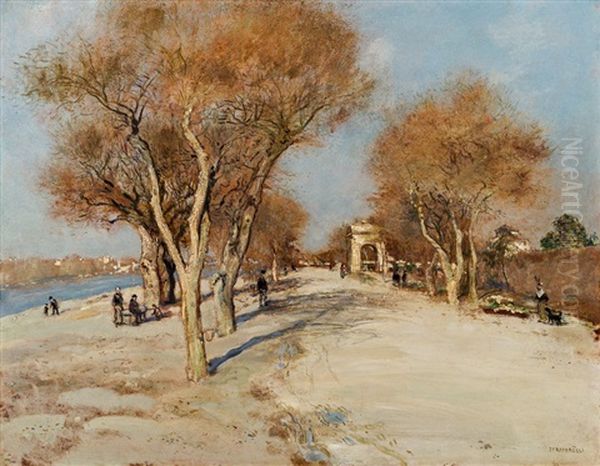 Am Ufer Der Seine Oil Painting by Jean Francois Raffaelli