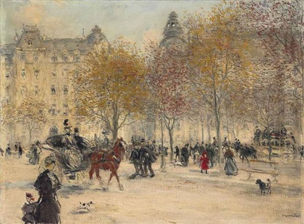 Autumn In Paris Oil Painting by Jean Francois Raffaelli