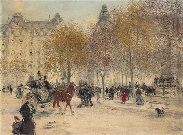 Autumn In Paris Oil Painting by Jean Francois Raffaelli