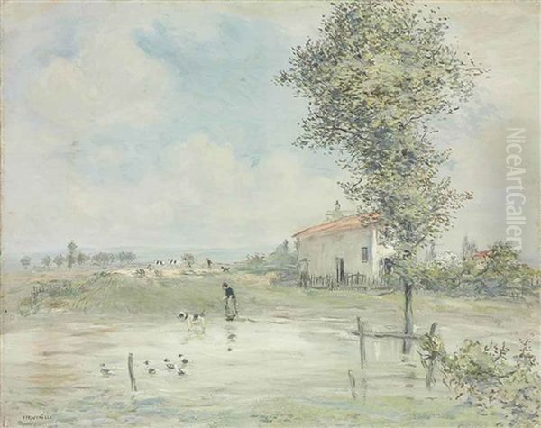 La Ferme Oil Painting by Jean Francois Raffaelli