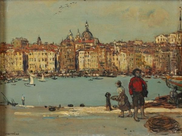 Vue D'un Port Italien Oil Painting by Jean Francois Raffaelli