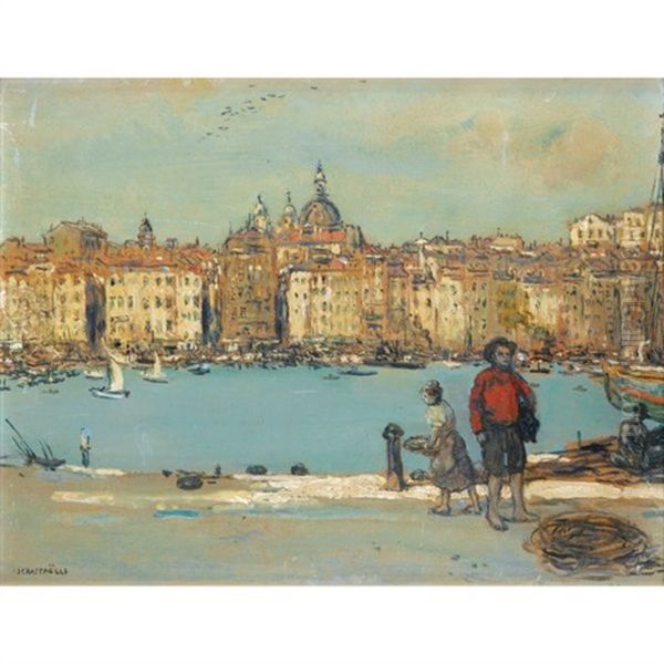 Vue Du Port De Marseille Oil Painting by Jean Francois Raffaelli