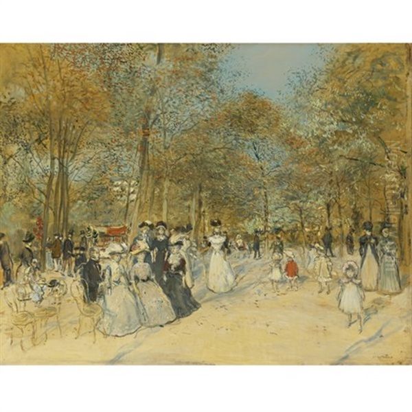 Les Champs-elysees Oil Painting by Jean Francois Raffaelli