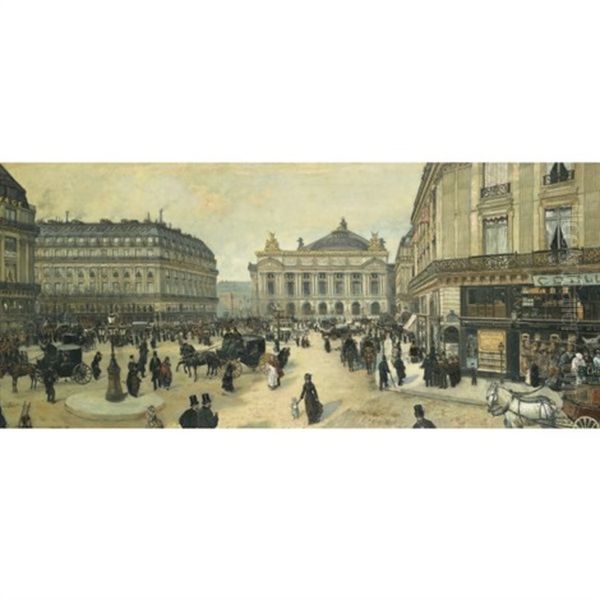 Place De L'opera, Paris Oil Painting by Jean Francois Raffaelli