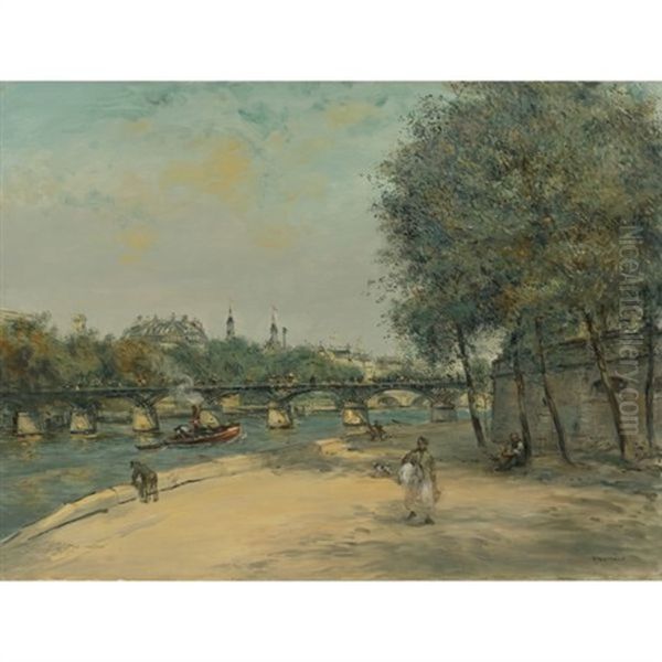 L'institut De France Et Le Pont Des Arts Oil Painting by Jean Francois Raffaelli