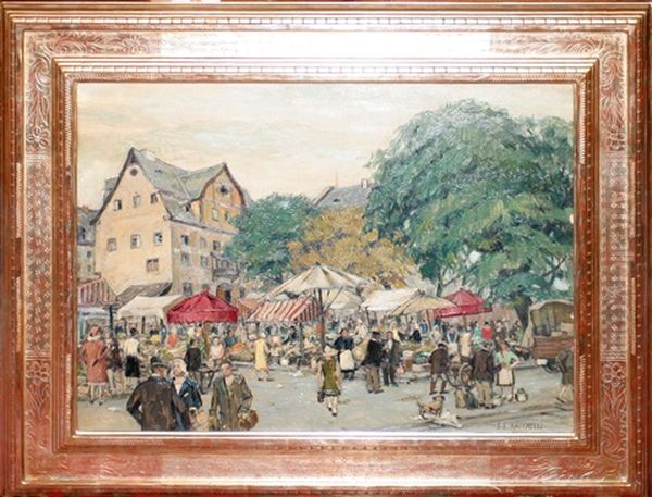 Street Scene Oil Painting by Jean Francois Raffaelli