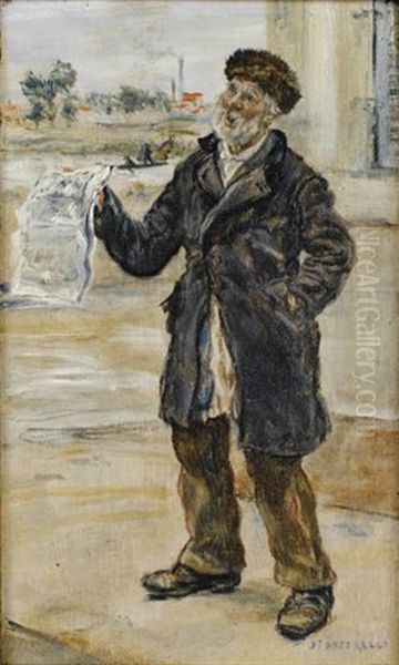 Le Vendeur De Journaux Oil Painting by Jean Francois Raffaelli