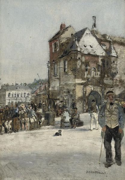 La Lieutenance, A Honfleur - Daily Activities In Honfleur Oil Painting by Jean Francois Raffaelli