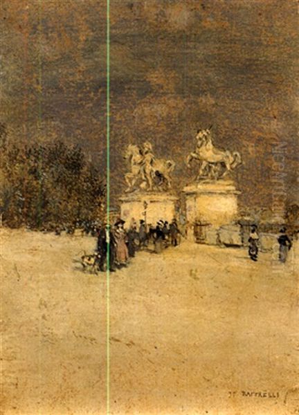 L'entree Du Jardin Des Tuileries Oil Painting by Jean Francois Raffaelli