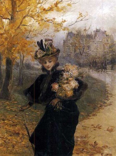 Ritratto Di Signora In Un Parco Oil Painting by Jean Francois Raffaelli