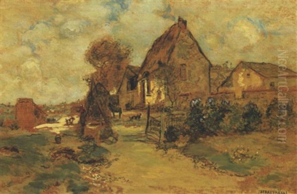 La Ferme Oil Painting by Jean Francois Raffaelli