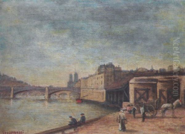 Pariser Seineufer Oil Painting by Jean Francois Raffaelli