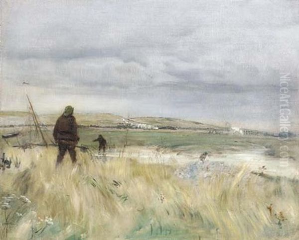 Fishermen Setting Out On A Winter Morning Oil Painting by Jean Francois Raffaelli