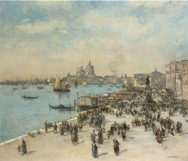 La Riva Degli Schiavoni, Venice Oil Painting by Jean Francois Raffaelli