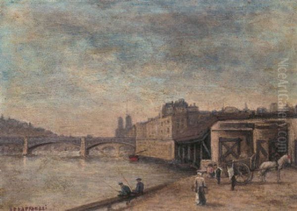 By The Seine, Paris Oil Painting by Jean Francois Raffaelli