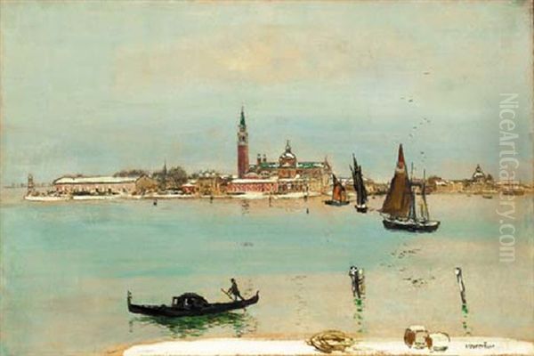 San Giorgio Sous La Neige, Venise Oil Painting by Jean Francois Raffaelli