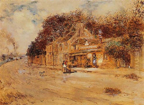 Restaurant By The Seine Oil Painting by Jean Francois Raffaelli