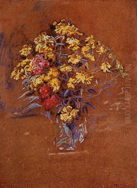 Vase With Flowers Oil Painting by Jean Francois Raffaelli