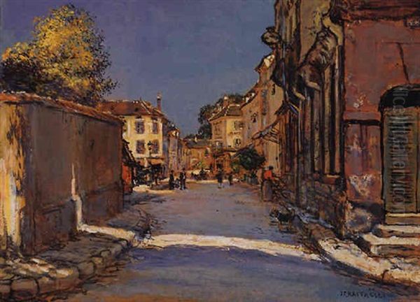 Rue Du Village Oil Painting by Jean Francois Raffaelli