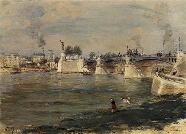 Pont De Grenelle, Paris Oil Painting by Jean Francois Raffaelli