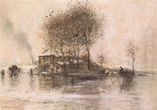 Les Environs De Paris Sous La Neige Oil Painting by Jean Francois Raffaelli