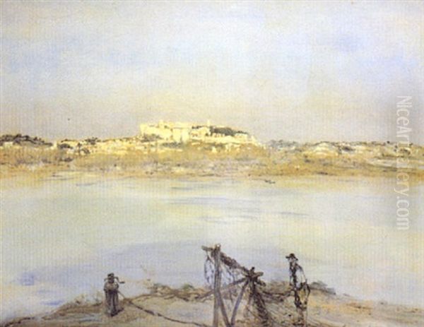 Le Rhone A Avignon Oil Painting by Jean Francois Raffaelli