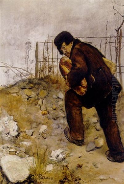 L'homme Aux Deux Pains Oil Painting by Jean Francois Raffaelli