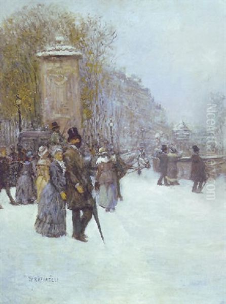 A Paris, La Promenade Oil Painting by Jean Francois Raffaelli