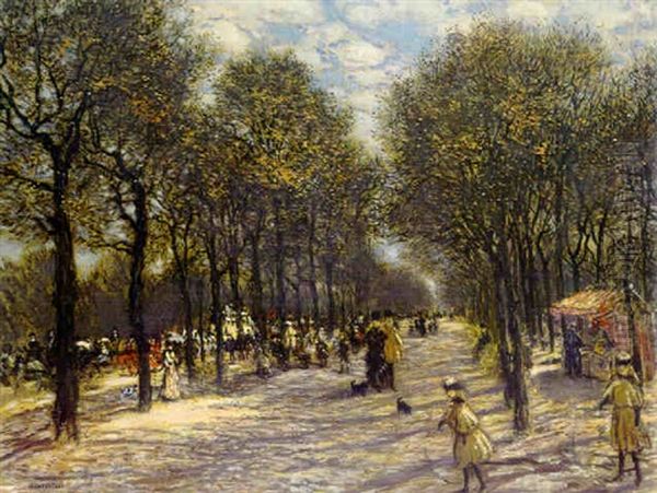 Allee D'arbres Aux Champs-elysees Oil Painting by Jean Francois Raffaelli