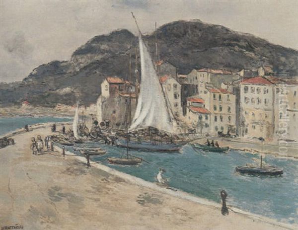 La Jetee A Menton Oil Painting by Jean Francois Raffaelli