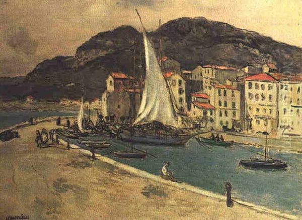 Le Port De Menton Oil Painting by Jean Francois Raffaelli