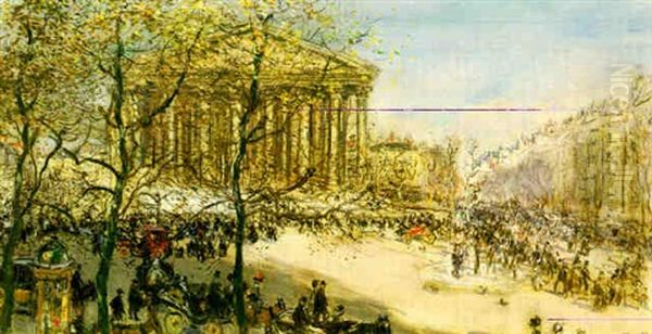 La Place De La Madeleine Oil Painting by Jean Francois Raffaelli