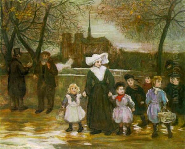 Outing Along The Seine Oil Painting by Jean Francois Raffaelli