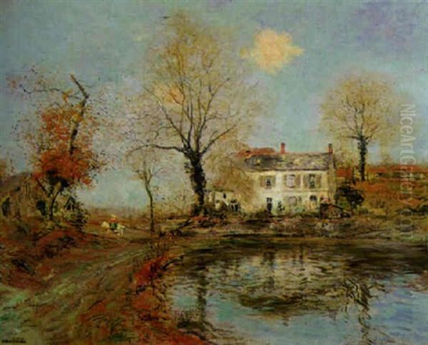 La Maison Blanche, Soleil Couchant Oil Painting by Jean Francois Raffaelli